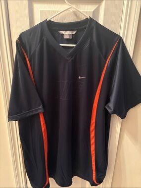 Nike Men’s Dark Blue Athletic Jersey with Orange Piping